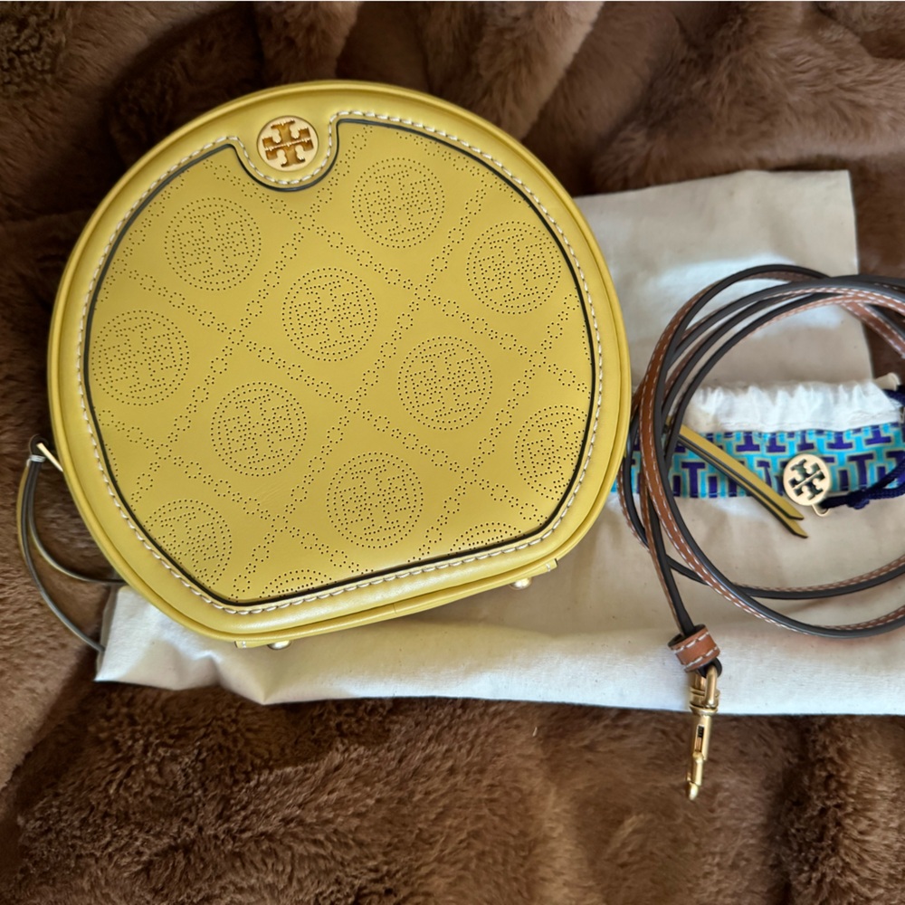 Tory Burch round yellow bag.